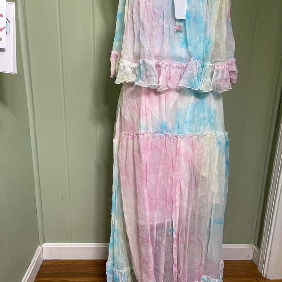Free People x Fillyboo Santa Monica Tambourine Tie Dye Watercolor Maxi Dress S - Picture 6 of 9